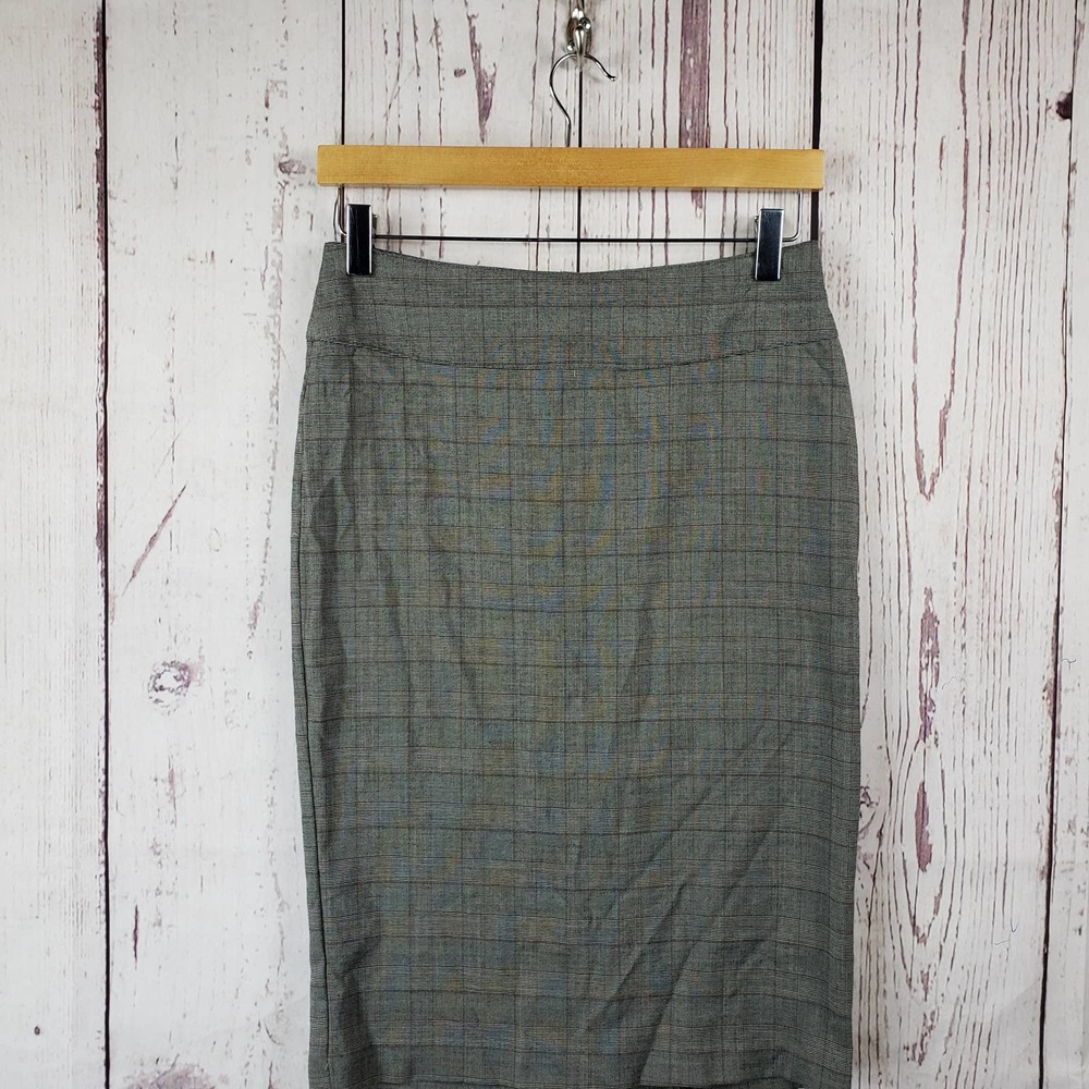 Street Code Vintage Pencil Skirt Womens Size Small Plaid Knee Length Gray
